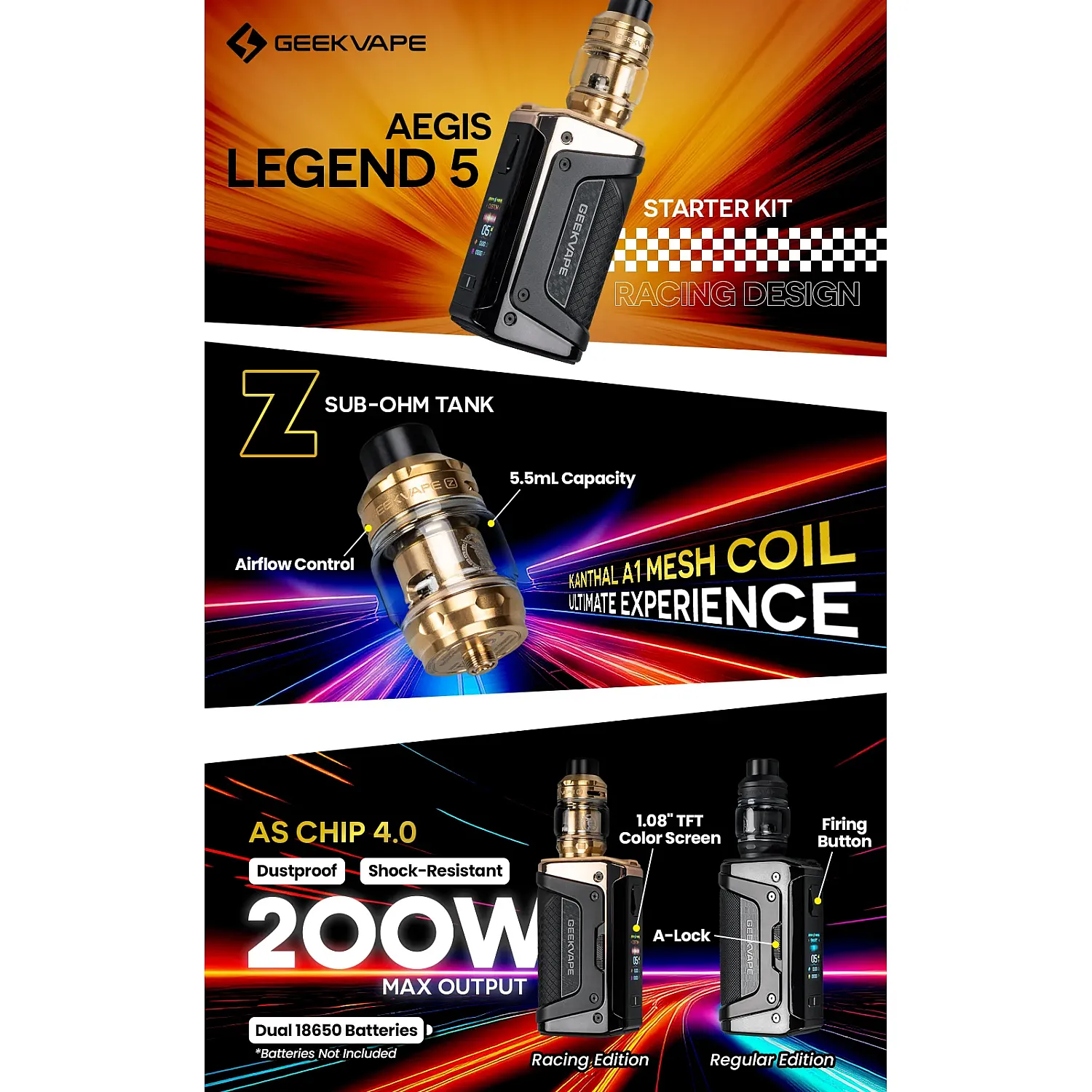 Geek Vape - Aegis Legend 5 200 W Elektronik Sigara - En Uygun Fiyatlı Orijinal Ürün