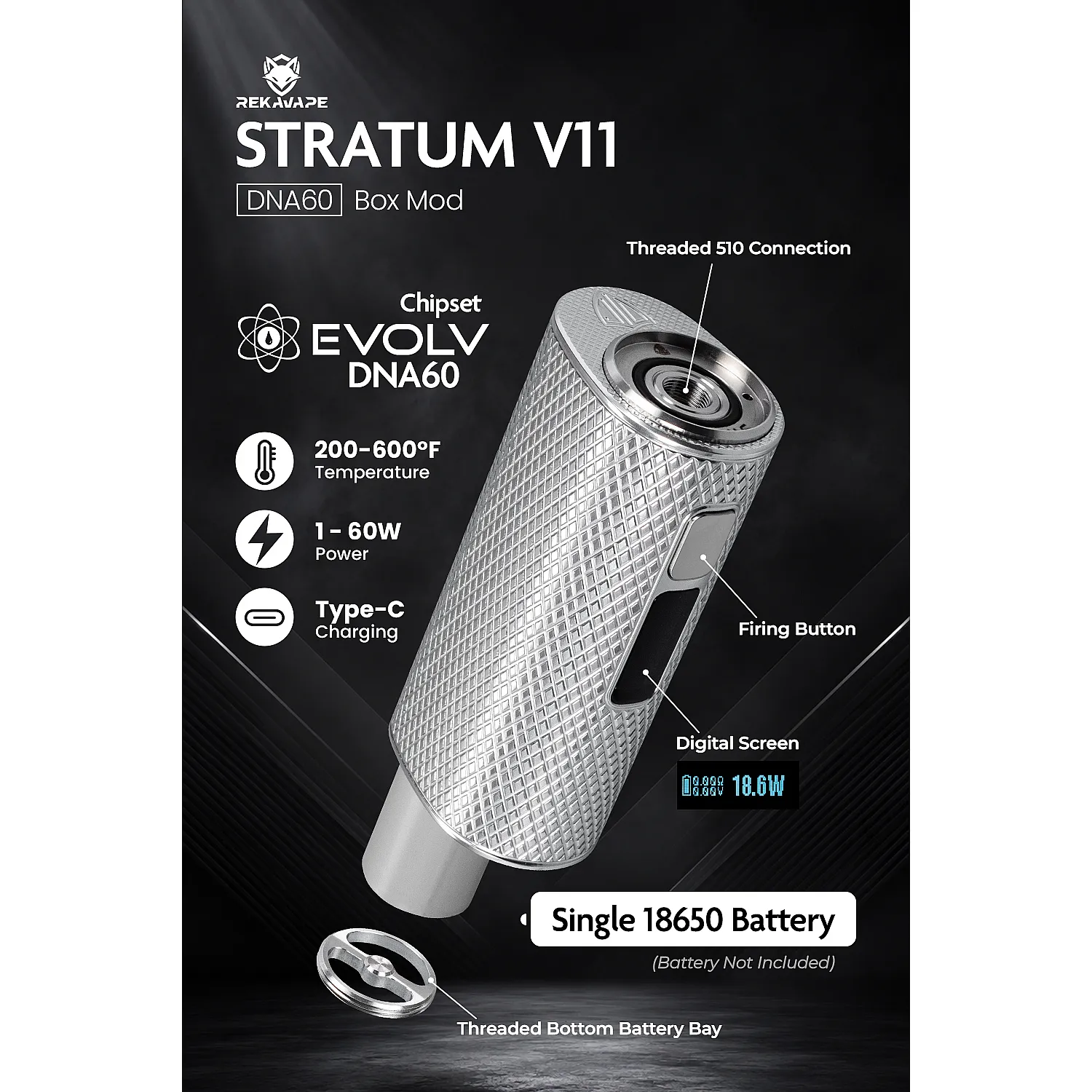 Rekavape - Stratum v11 Style DNA 60w Elektronik Sigara Mod