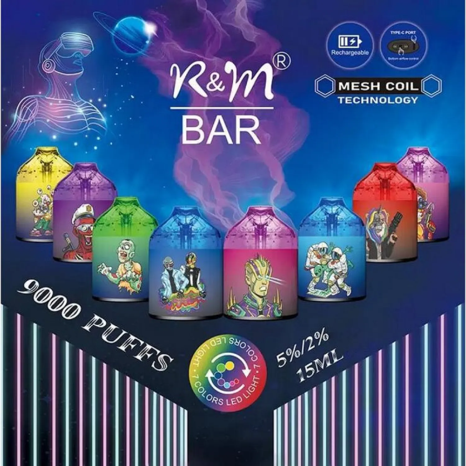 R&M Bar - 9000 Puff Şarj Edilebilen Tek Kullanımlık Elektronik Sigara - En Uygun Fiyatlı Orijinal Ürün