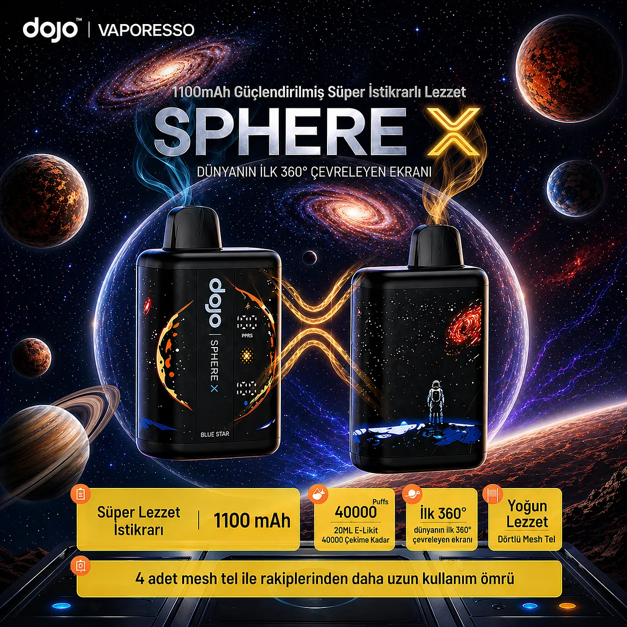 Vaporesso - Dojo Sphere X 40000 Puff Tek Kullanımlık Elektronik Sigara